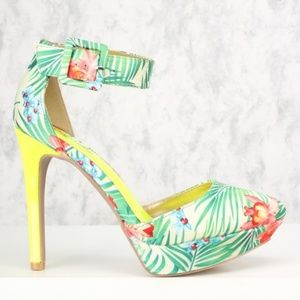 Qupid Tropical Print 5 inch Heels